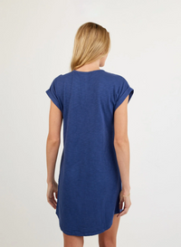 Cap Sleeve Placket Dress - Midnight Surf