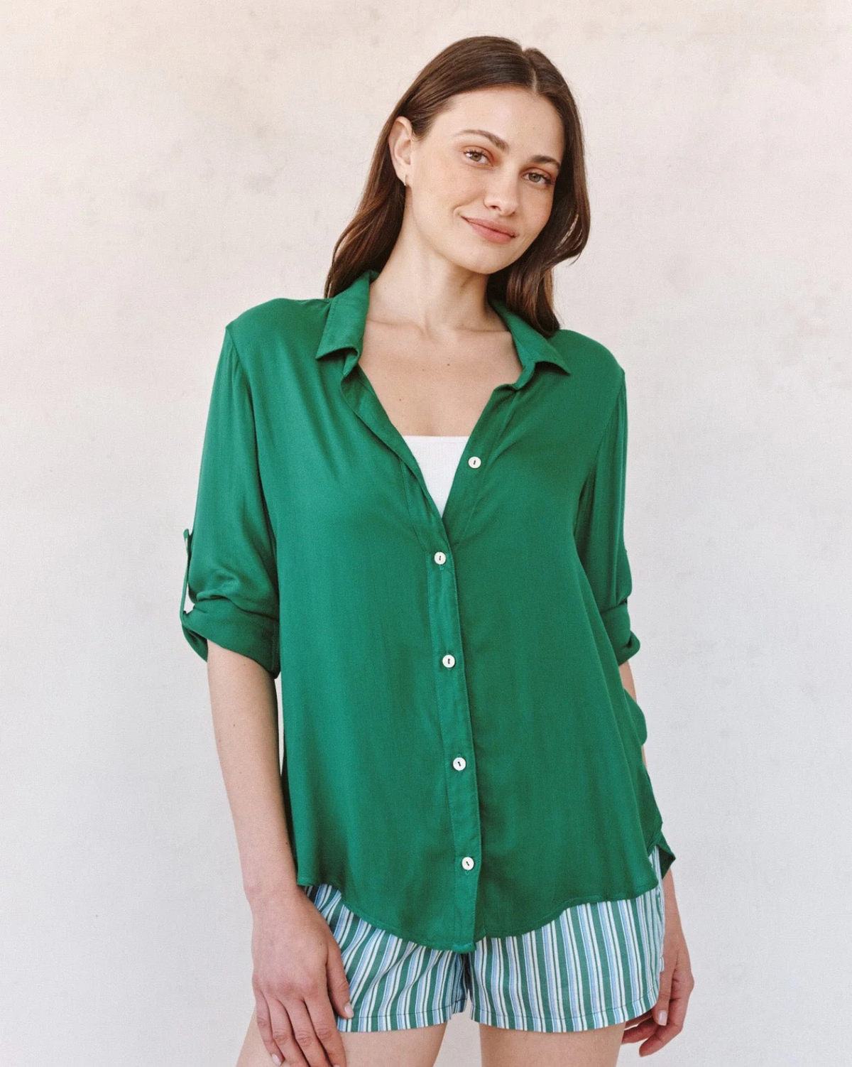 Clean shirt With Roll Sleeve - Palm Green