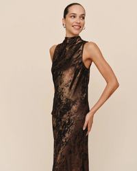 Cowl Neck Bias Top - Bronze Shimmer