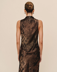 Cowl Neck Bias Top - Bronze Shimmer