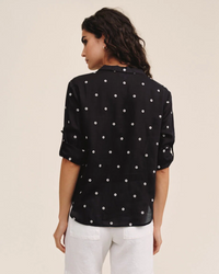 Drop Collar Boxy Button Down - Cabana Dot