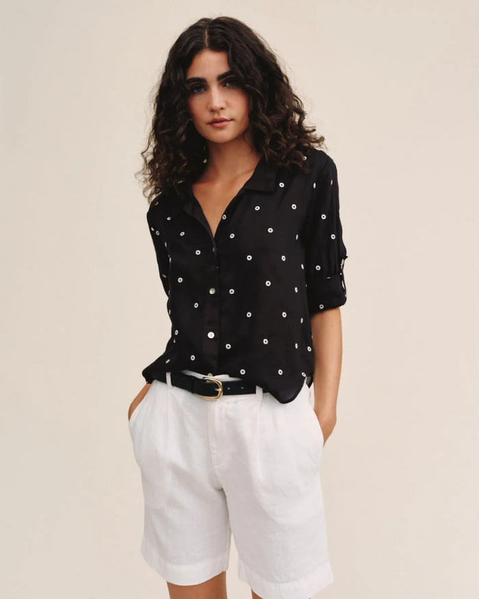 Drop Collar Boxy Button Down - Cabana Dot