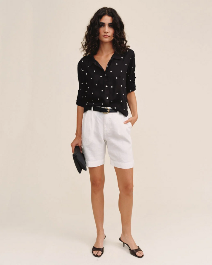 Drop Collar Boxy Button Down - Cabana Dot