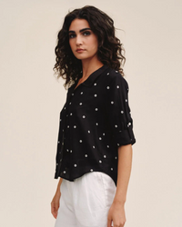 Drop Collar Boxy Button Down - Cabana Dot