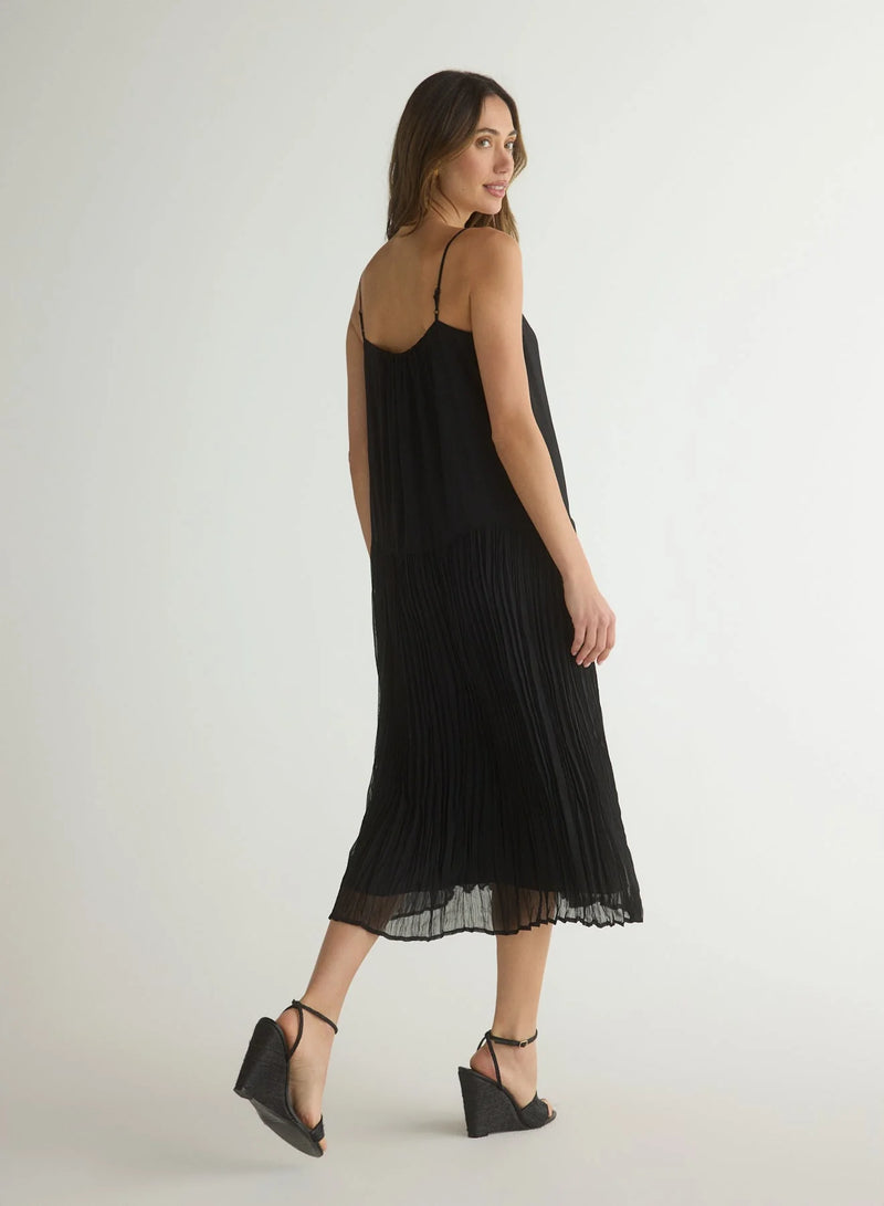 Drop Waist Midi Dress - Black