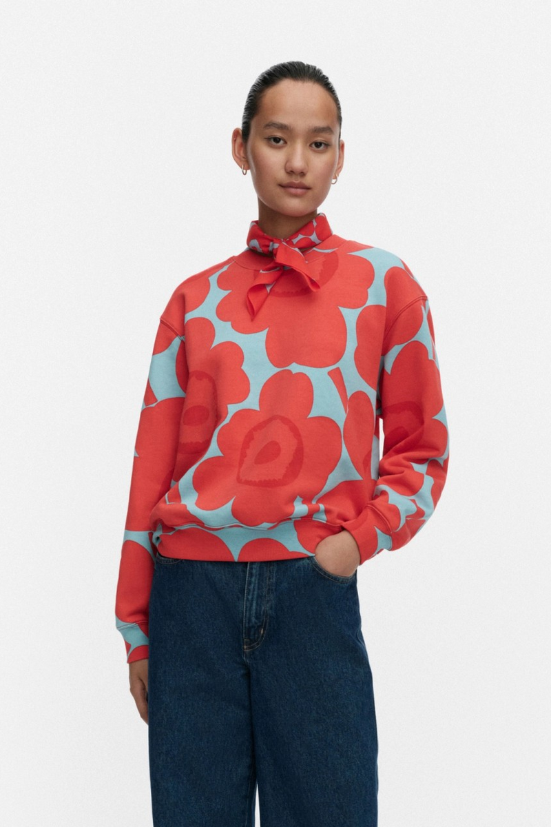 Leiot Unikko Kioski Sweatshirt - Light Blue/Red - Marimekko