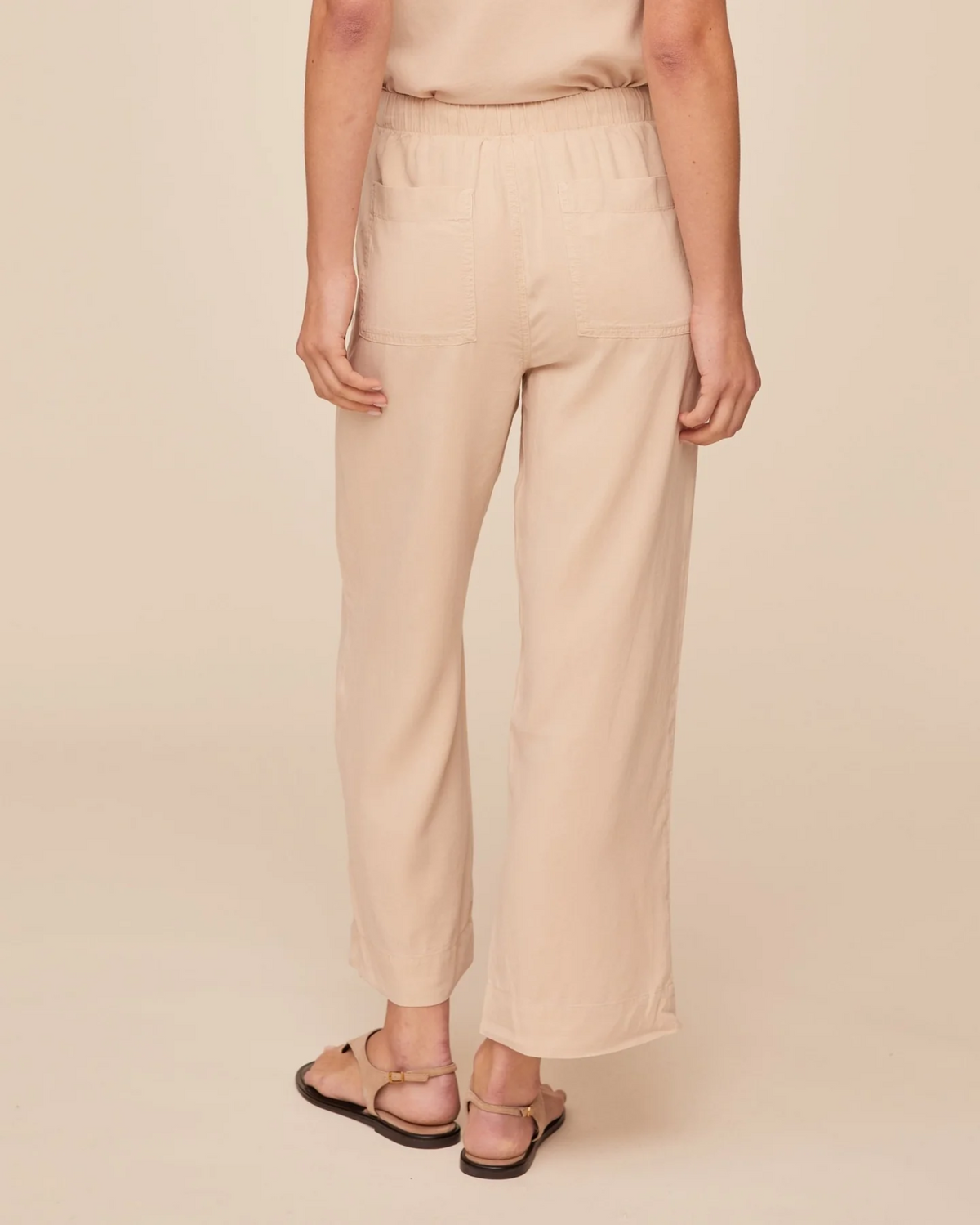 Easy Pocket Wide Leg Crop - Linen Sand