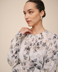 Elastic Shirred Blouse - Frozen Wisteria