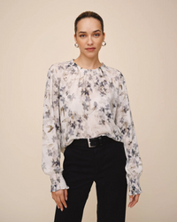 Elastic Shirred Blouse - Frozen Wisteria