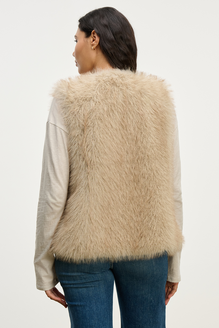 Anastasia Faux Fur Vest - Taupe