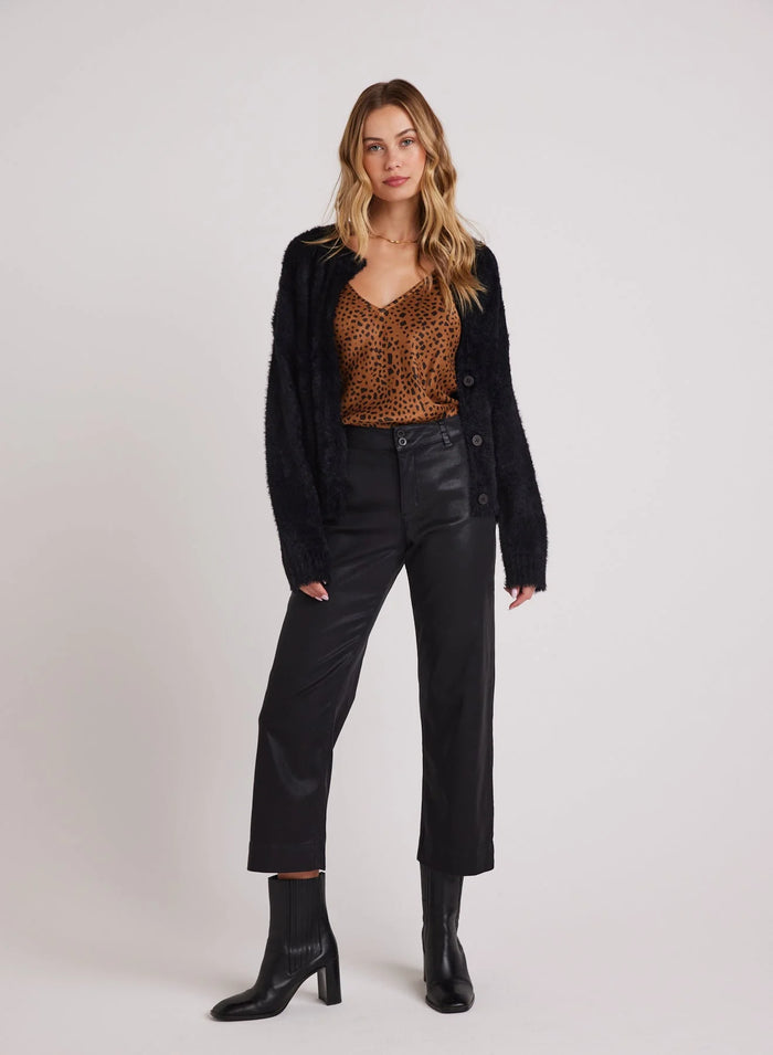 Saige Wide Leg Crop Faux Leather - Black