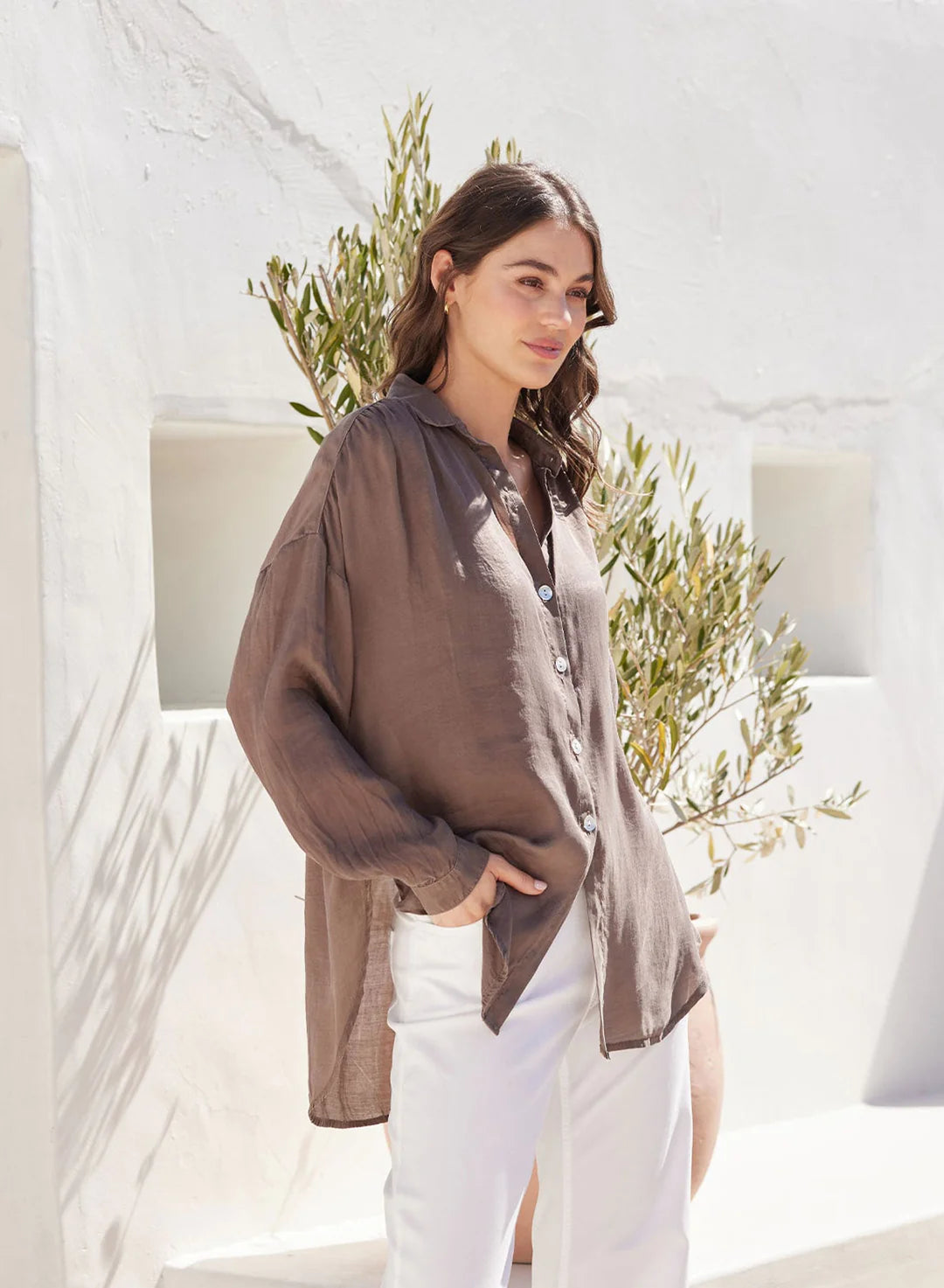 Flowy Beach Shirt Sierra Brown