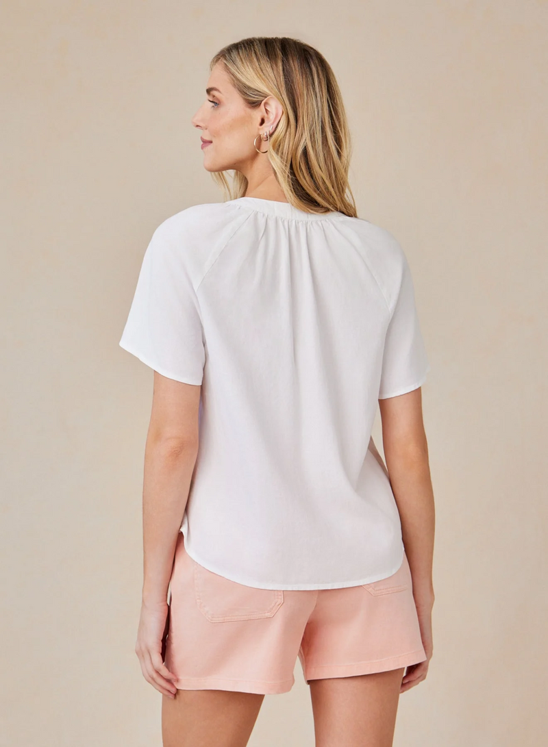 Flowy Short Sleeve Pullover - White