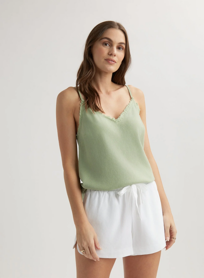 Frayed Cami - Olive Grove