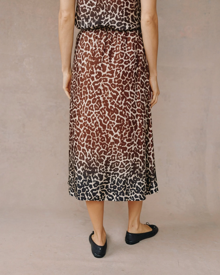 Gathered Skirt - Ombre Leopard Print