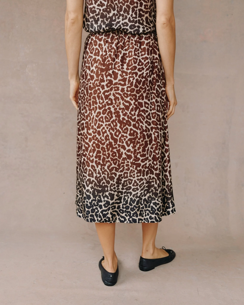 Gathered Skirt - Ombre Leopard Print