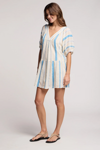 Selita Dress - Cream/Blue