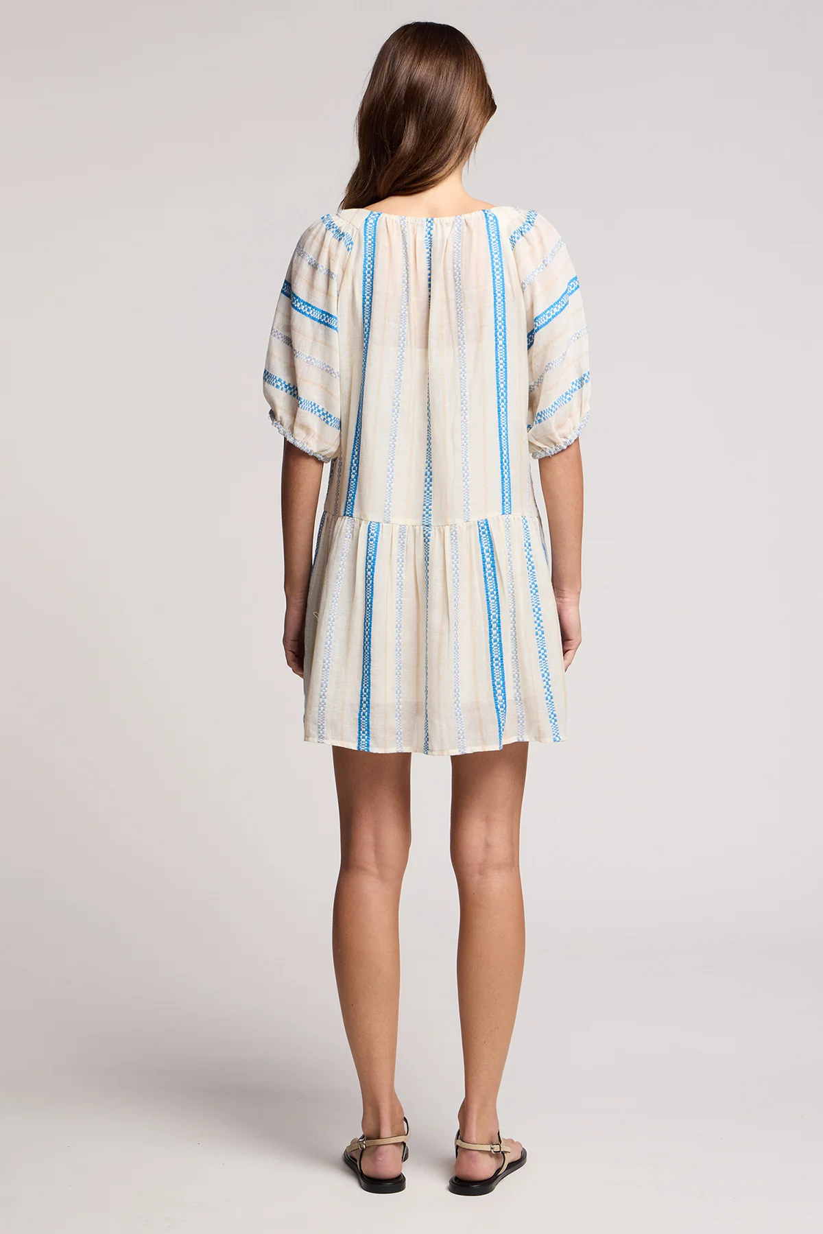 Selita Dress - Cream/Blue