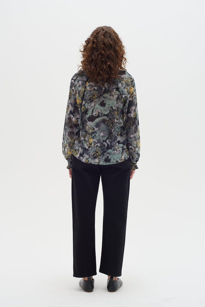 Nisira Blouse - Green Marble Floral
