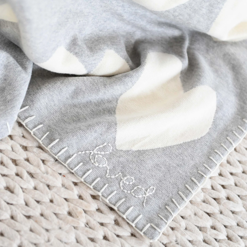 The Imperfect Heart Blanket - Heather Grey