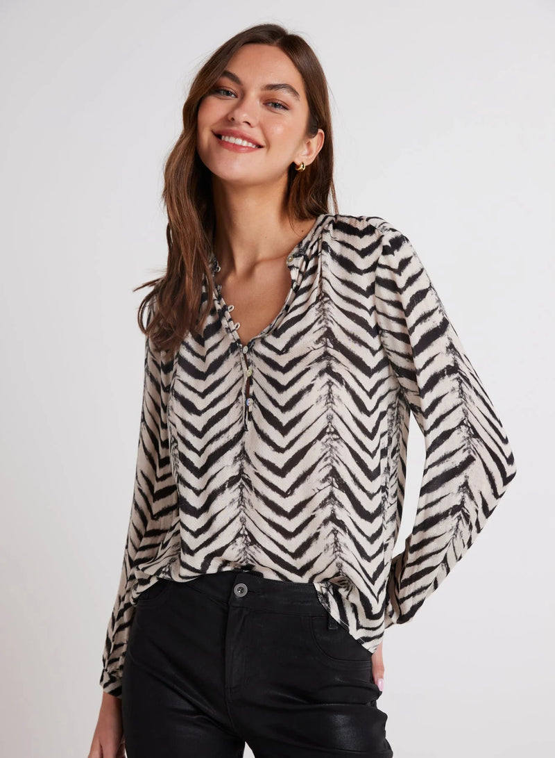 Half Placket Pullover - Batik Chevron Print