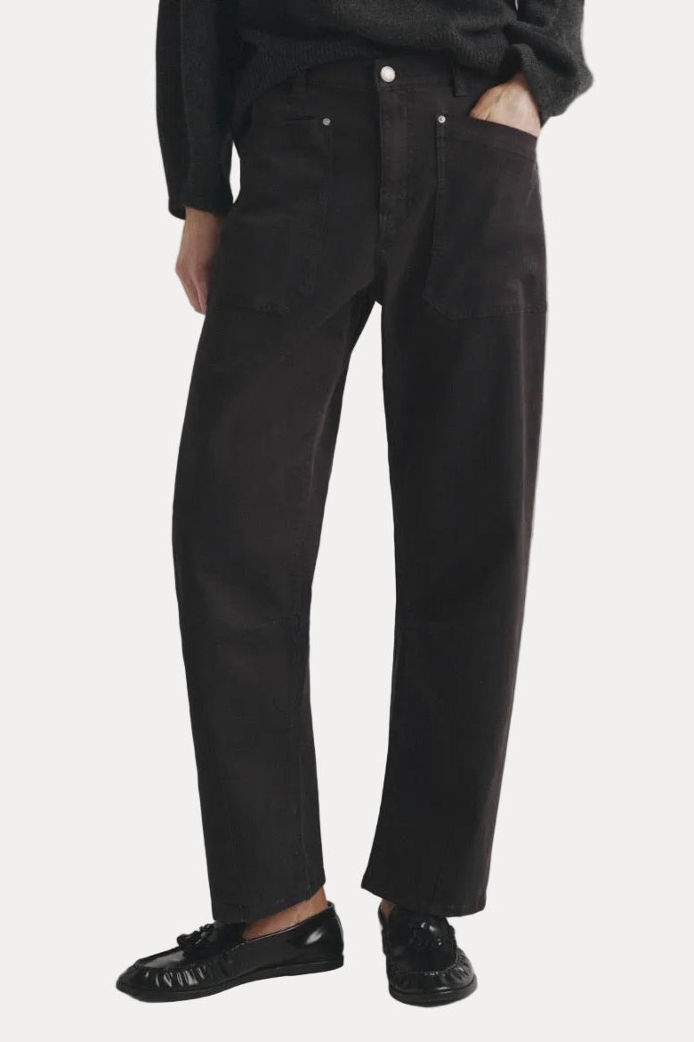 Bilie Easy Barrel Pants - Dark Cinder