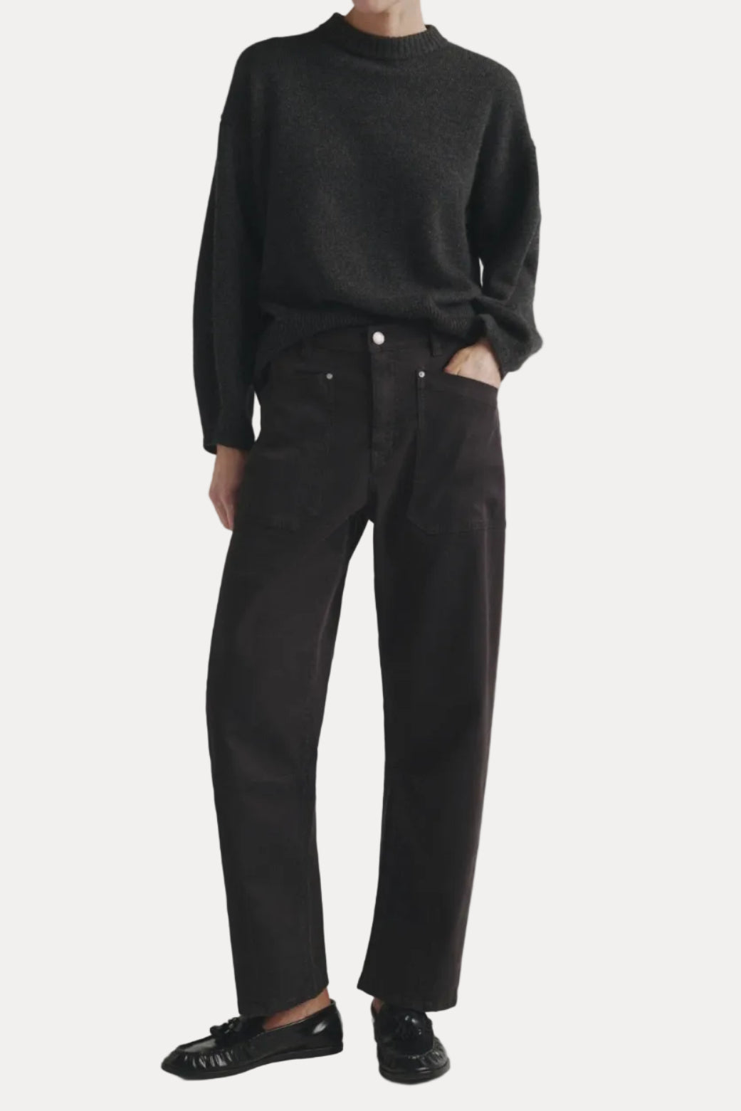 Bilie Easy Barrel Pants - Dark Cinder