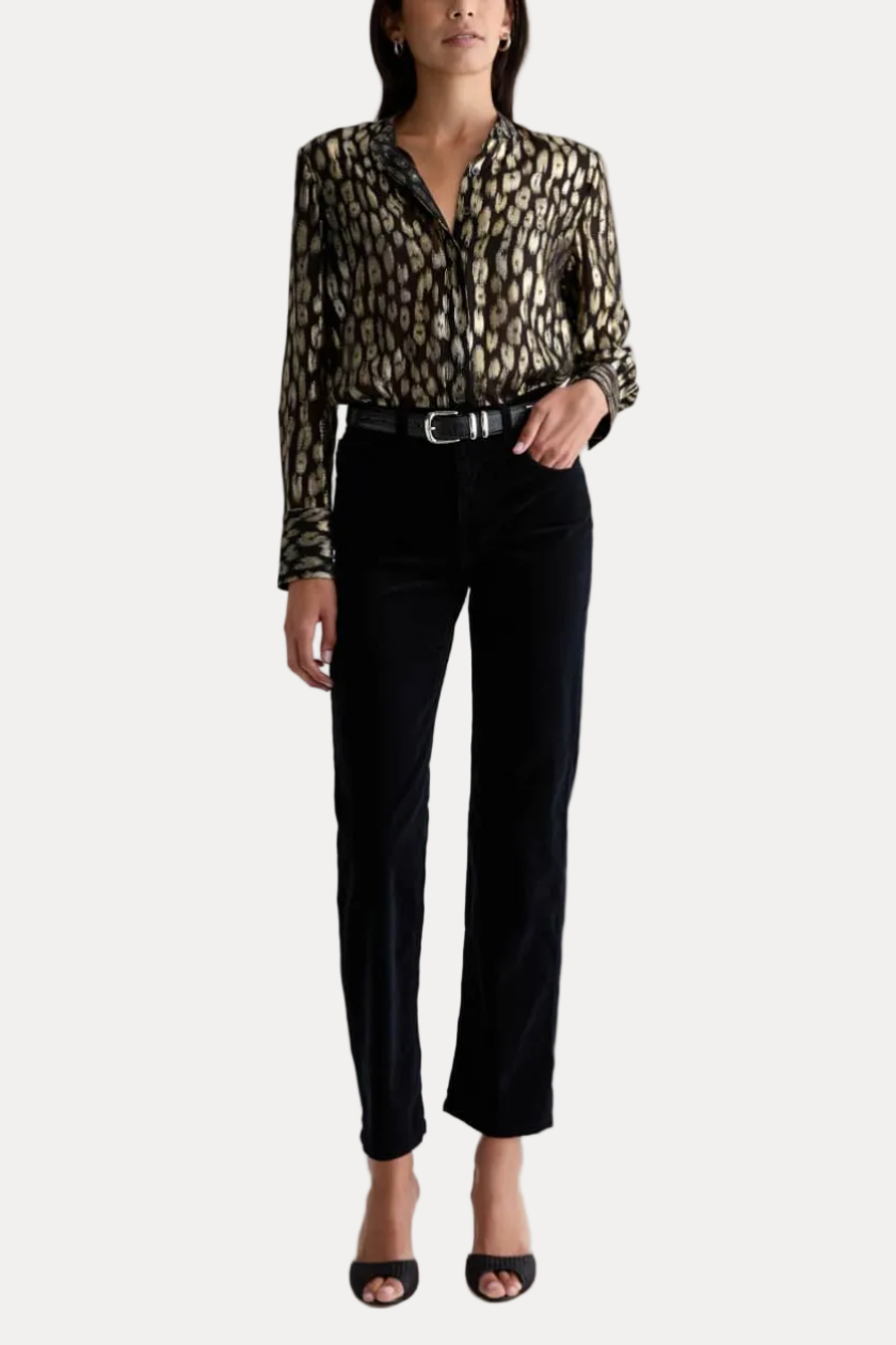 Brinley Corduroy Mid Rise Straight -  Super Black