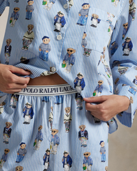 Polo Bear Cotton Long Sleeve Pajama Set - Oxford Blue