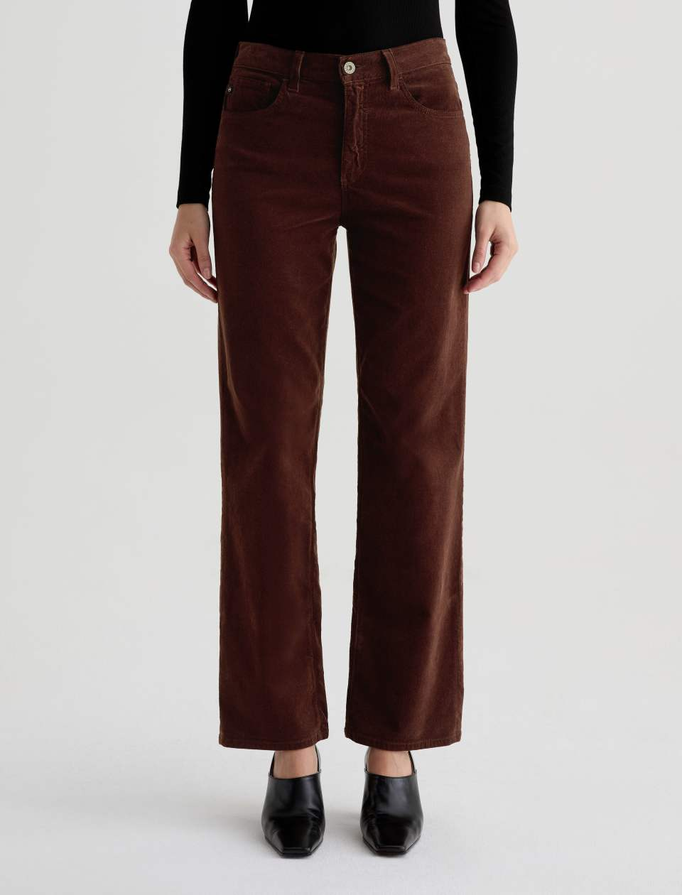 Brinley Mid Rise Straight Corduroy - Coffee Bean