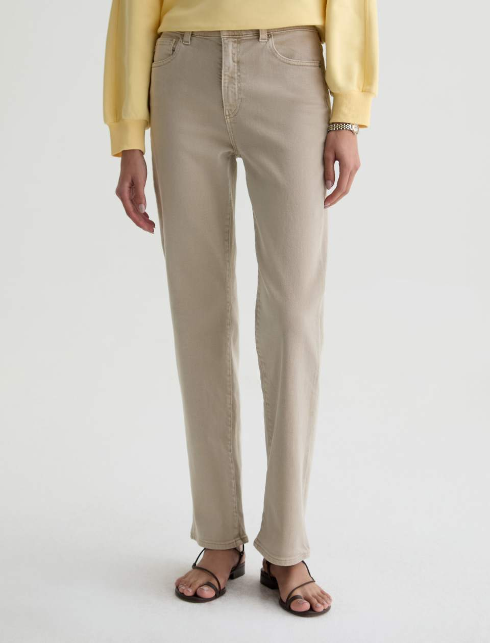 Brinley Mid Rise Straight - Sulfur Light Taupe