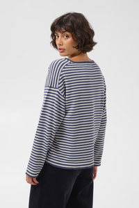 Gerti Pullover - Whisper White Blue Stripe