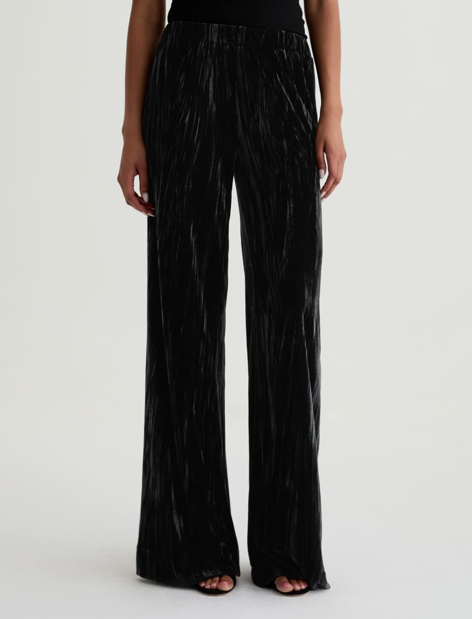 Careen Velvet Wide Leg Pull-On - Super Black