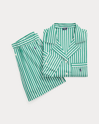 Crop Top & Boxer Poplin Pajama Set - Vine Green