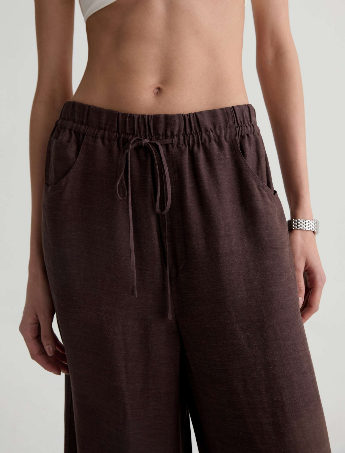 Century Cinched Linen Pant - Oak Barrel
