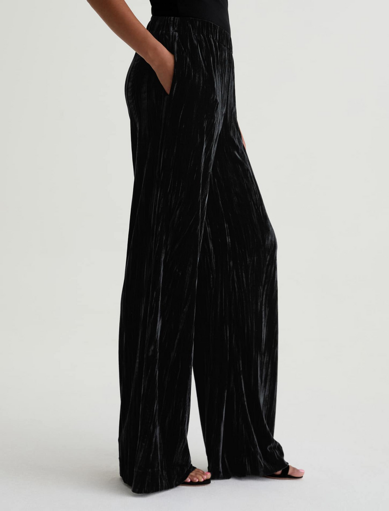 Careen Velvet Wide Leg Pull-On - Super Black