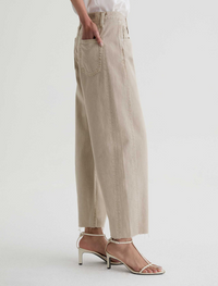 Hattie High Rise Barrel Crop - Sulfur Light Taupe