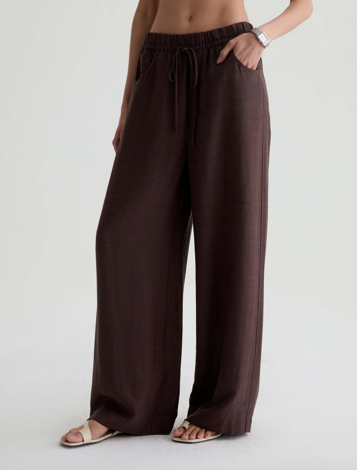 Century Cinched Linen Pant - Oak Barrel