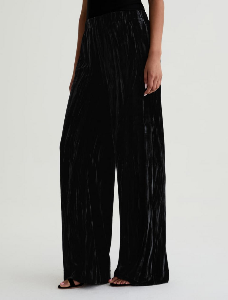 Careen Velvet Wide Leg Pull-On - Super Black