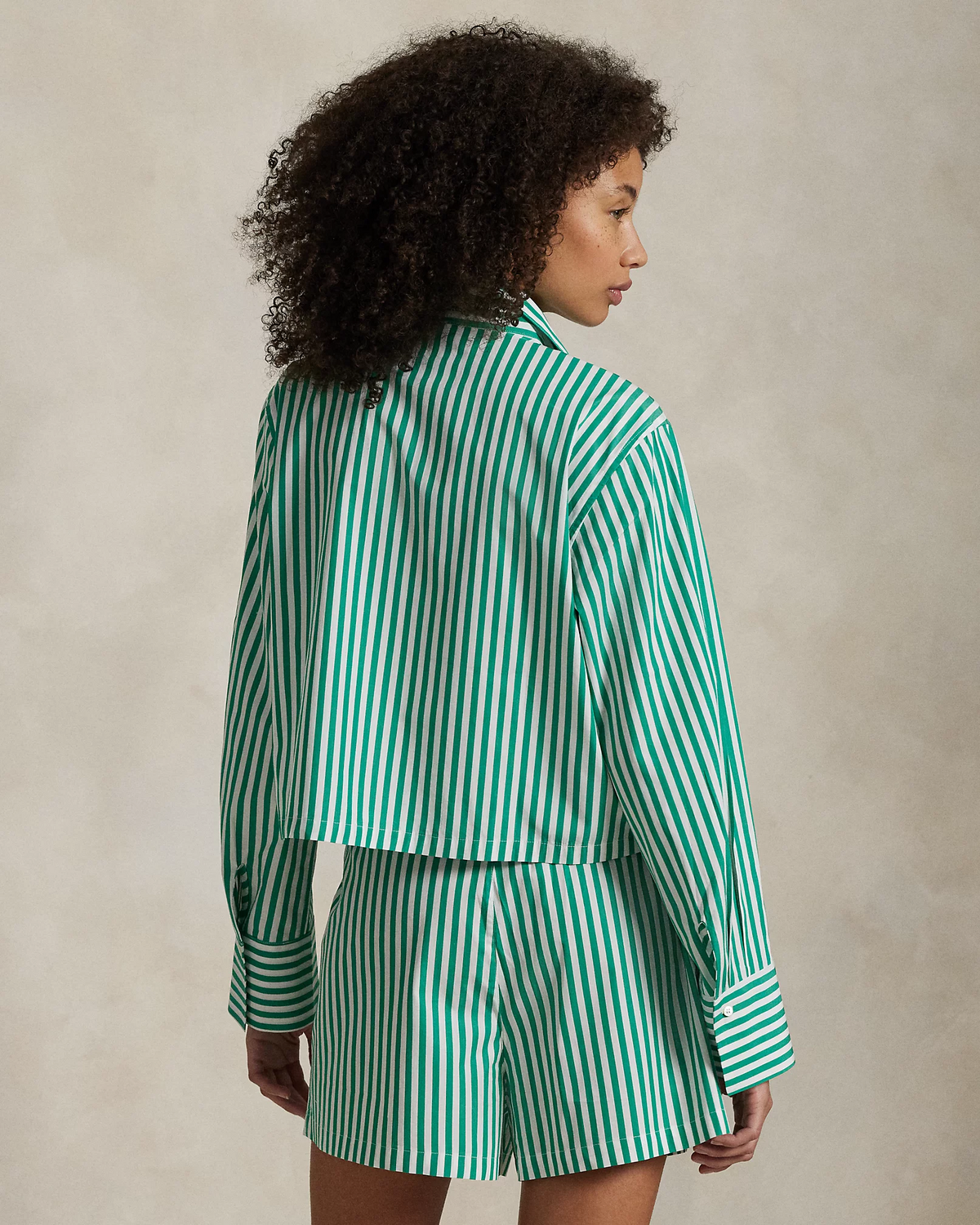 Crop Top & Boxer Poplin Pajama Set - Vine Green
