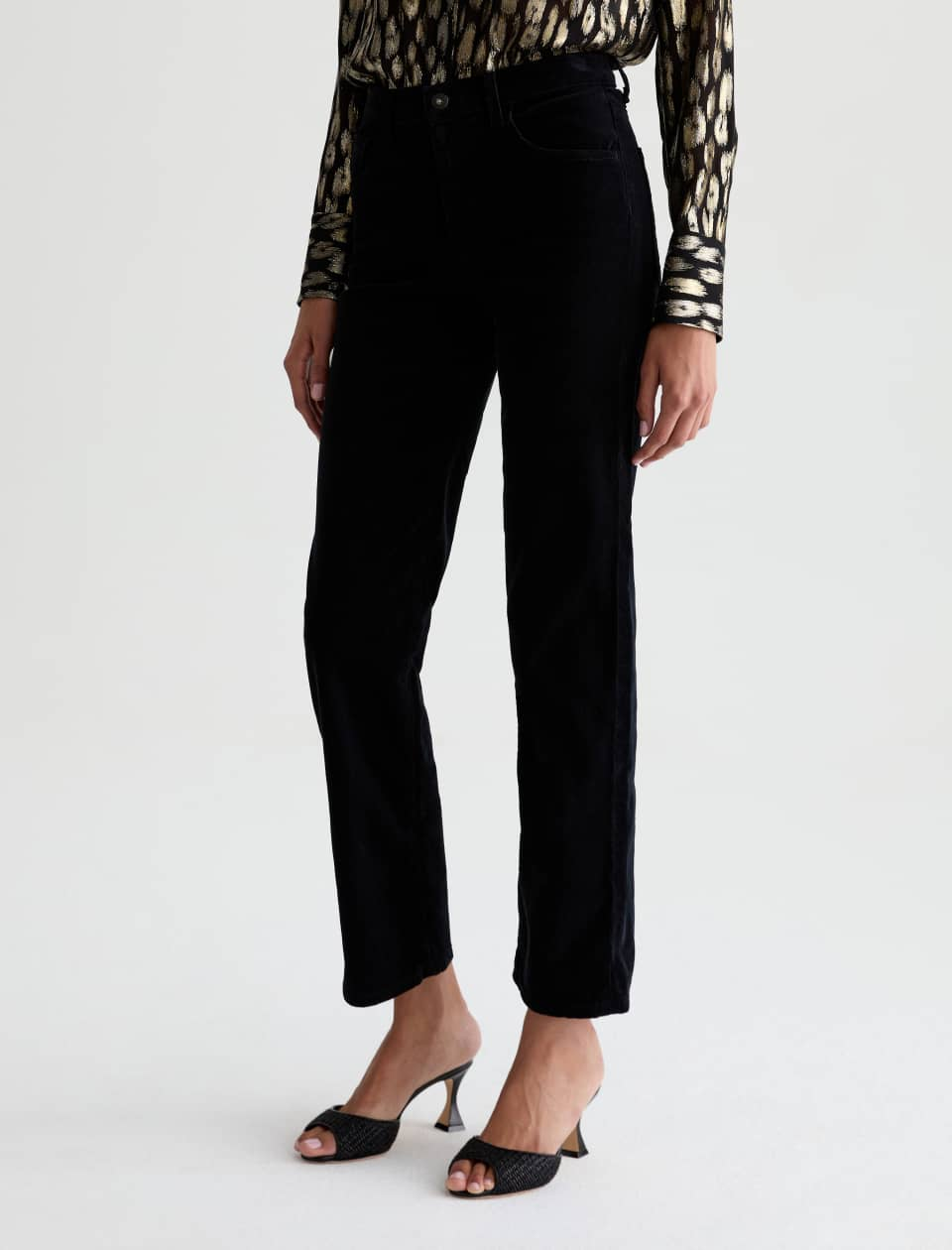 Brinley Corduroy Mid Rise Straight -  Super Black