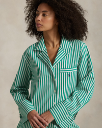 Crop Top & Boxer Poplin Pajama Set - Vine Green