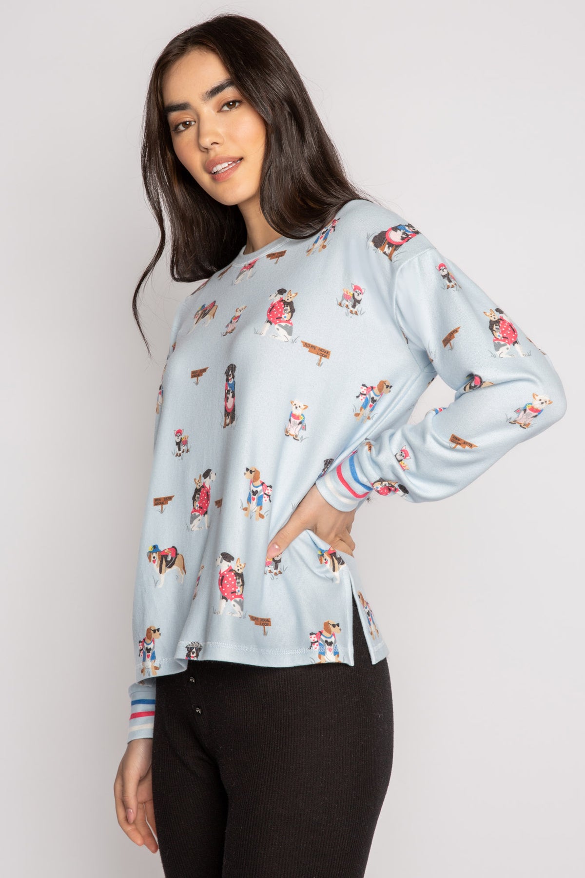 Ruffin It Long Sleeve Top - Ice Blue