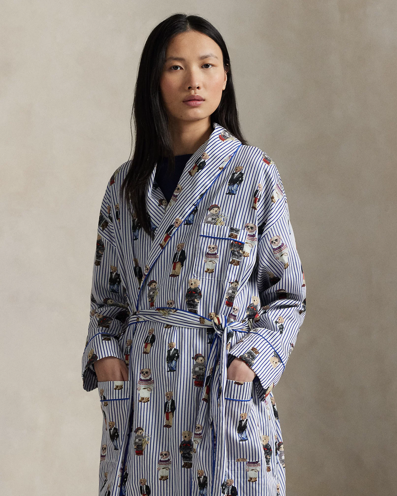 Heritage Robe Allover Bear - Snowfall Blue