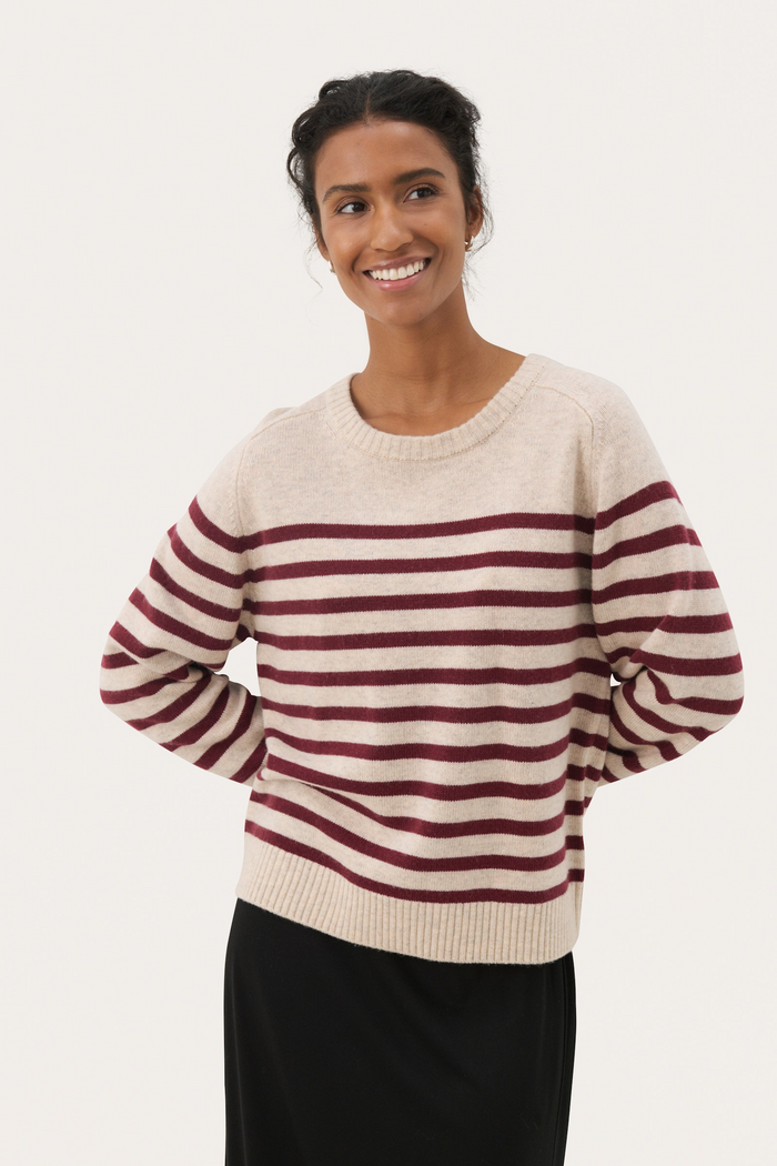 Niaka Pullover - Tawny Port Stripe