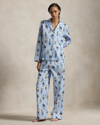 Polo Bear Cotton Long Sleeve Pajama Set - Oxford Blue