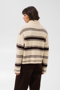 Camiria Pullover - Off White W/ Brown Stripes