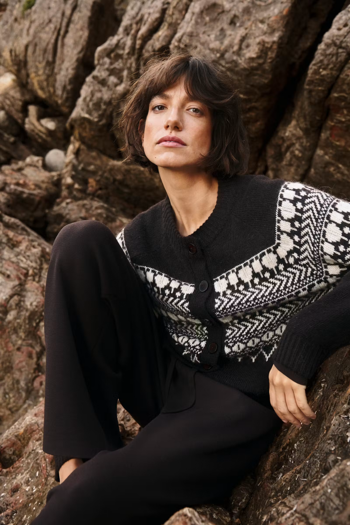 Charmaine Cardigan - Mole/Whitecap