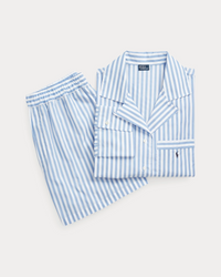 Crop Top & Boxer Poplin Pajama Set - White Cloud Hydrangea