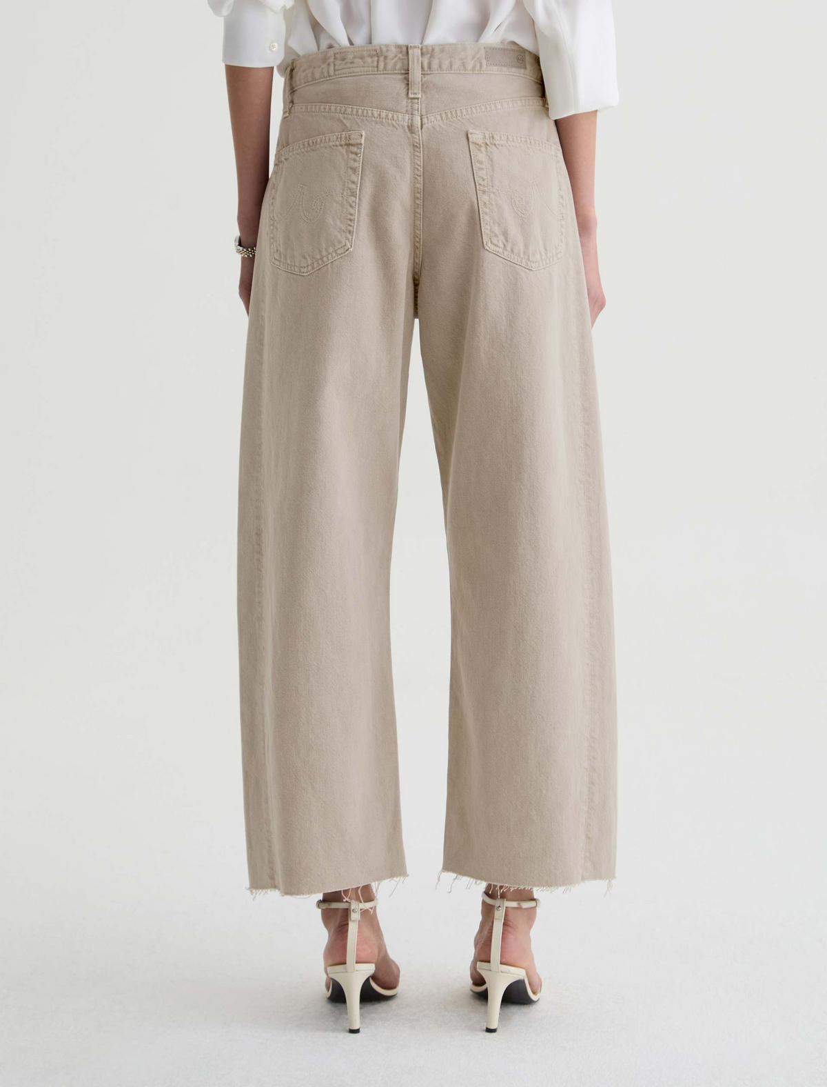 Hattie High Rise Barrel Crop - Sulfur Light Taupe